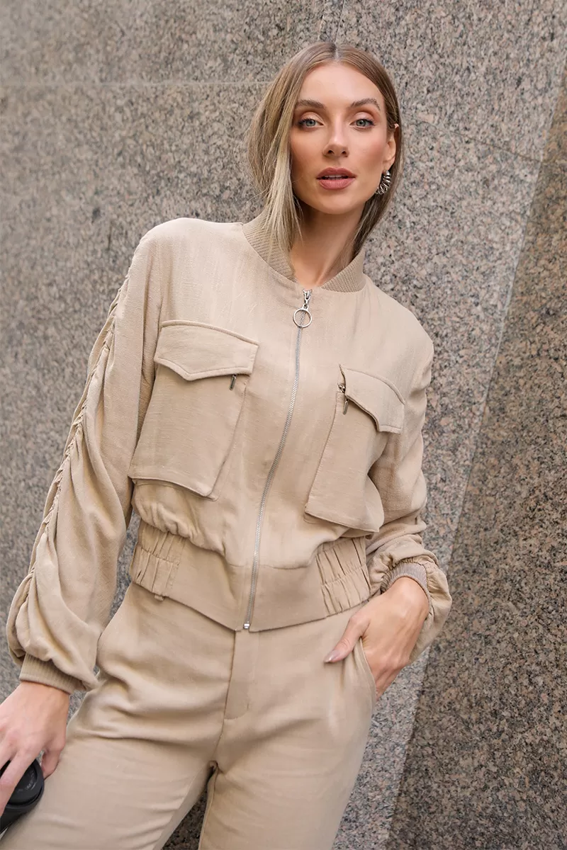 Dot Clothing - Set Dot Clothing Bomber And Pants Beige - 2374BEGE Dot Clothing - Set Dot Clothing Bomber And Pants Beige - 2374BEGE