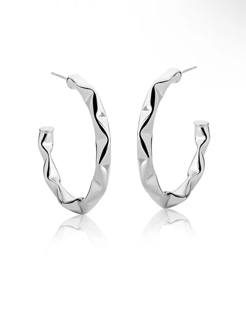 Mikabe - Earring Socks Hoop Marmeshda Rhodium White - MK1747 Mikabe - Earring Socks Hoop Marmeshda Rhodium White - MK1747