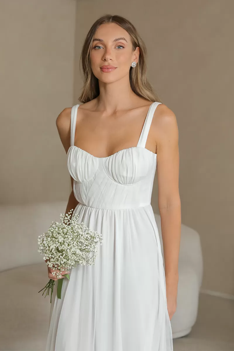 Dot Clothing - Dress Dot Clothing Ruched Bust Offwhite - 2054OFF Dot Clothing - Dress Dot Clothing Ruched Bust Offwhite - 2054OFF