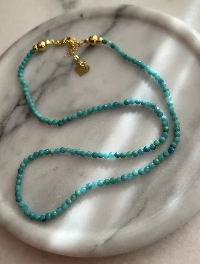 Mikabe - Faceted Amazonite Stone Necklace 3mm - MK1749