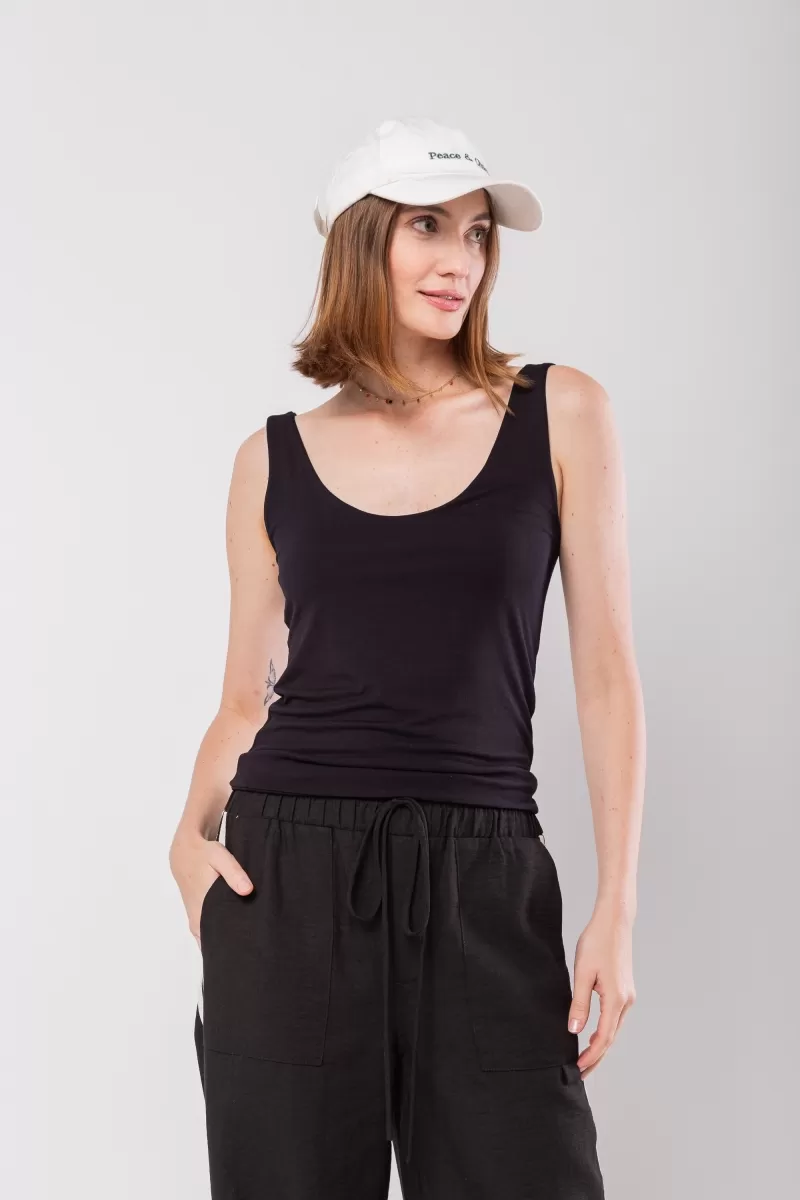 Hidrogênio - BLACK DOUBLE VISCOLYCRA TANK TOP - 20071001 Hidrogênio - BLACK DOUBLE VISCOLYCRA TANK TOP - 20071001