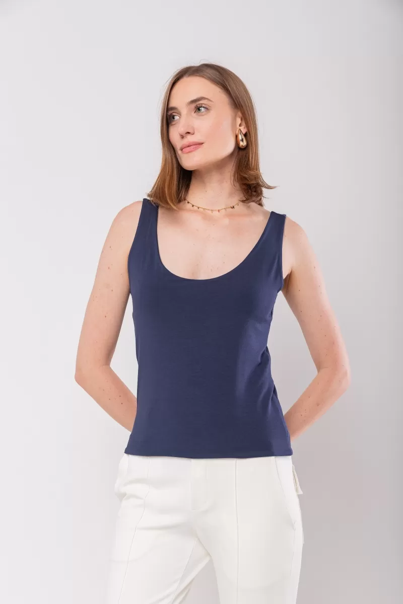 Hidrogênio - NAVY DOUBLE VISCOLYCRA TANK TOP - 20071004 Hidrogênio - NAVY DOUBLE VISCOLYCRA TANK TOP - 20071004