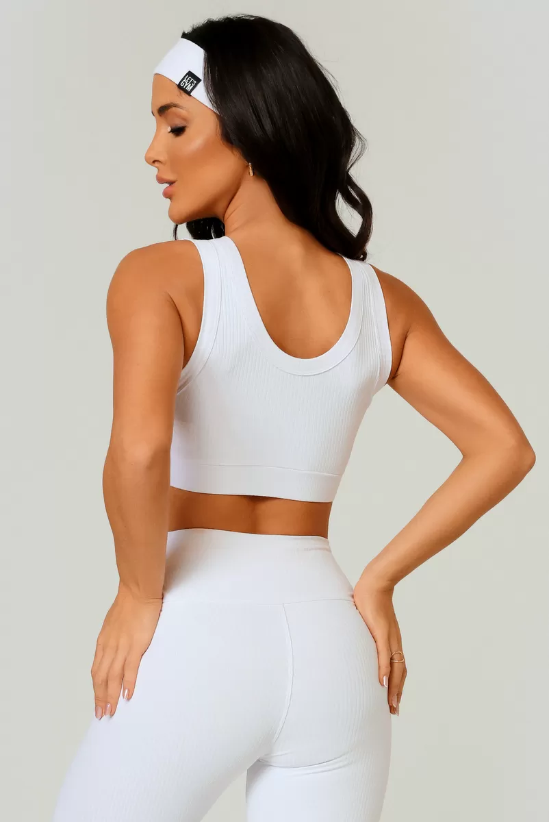Lets Gym - White Comfort Rib Top - 2492BR Lets Gym - White Comfort Rib Top - 2492BR