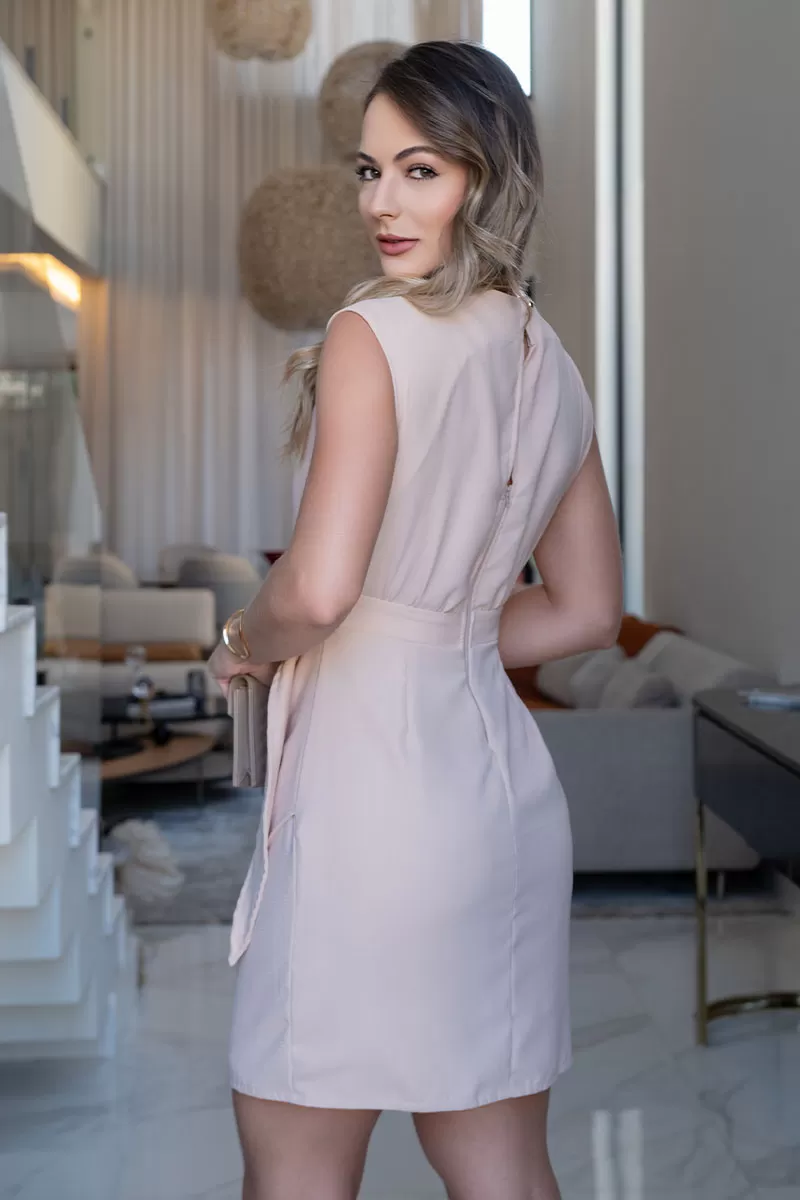 Miss Misses - Dress Miss Misses With Beige Metal Detail - 54333BEGE Miss Misses - Dress Miss Misses With Beige Metal Detail - 54333BEGE