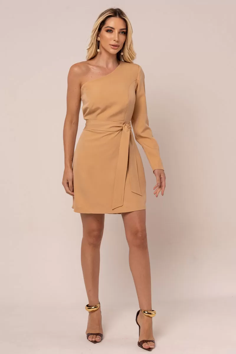 Miss Misses - Dress Miss Misses Nude Sleeve Tube Dress With Belt Beige - 54267BEGE Miss Misses - Dress Miss Misses Nude Sleeve Tube Dress With Belt Beige - 54267BEGE