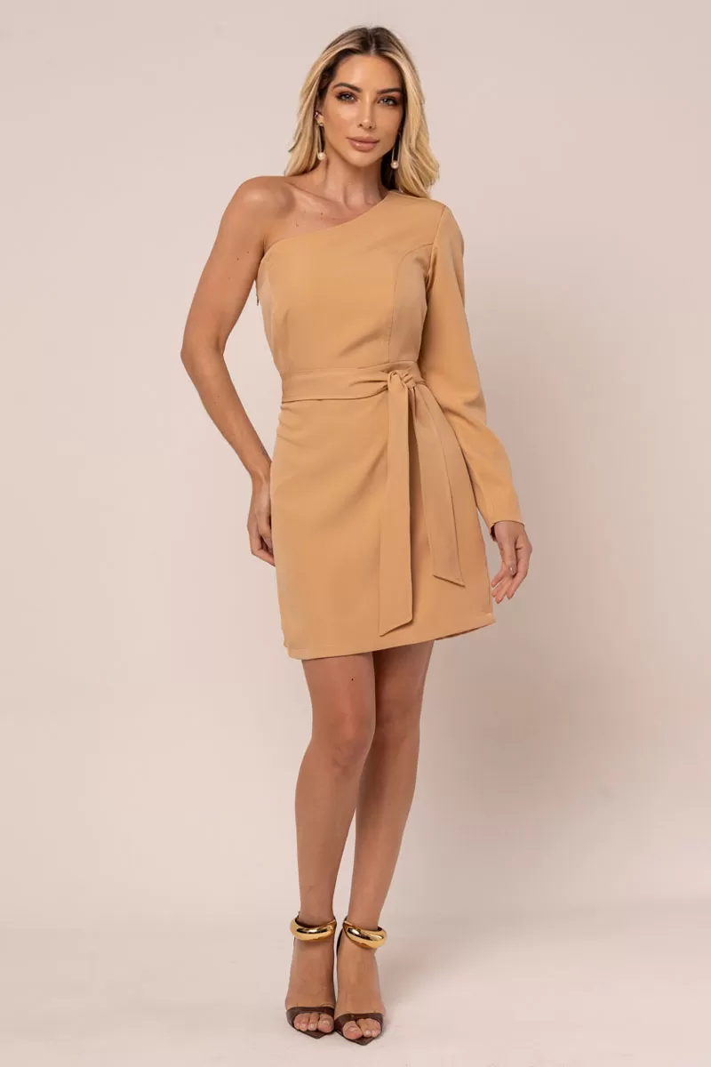 Miss Misses - Dress Miss Misses Nude Sleeve Tube Dress With Belt Beige - 54267BEGE Miss Misses - Dress Miss Misses Nude Sleeve Tube Dress With Belt Beige - 54267BEGE