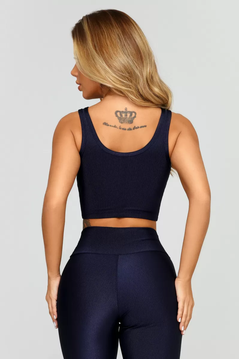Lets Gym - Cropped Gold Rib Dark Blue - 2519AZE Lets Gym - Cropped Gold Rib Dark Blue - 2519AZE