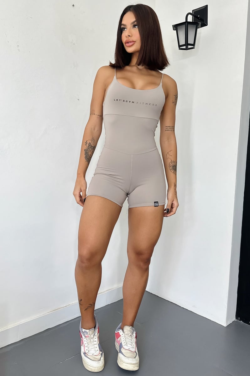 Lets Gym - Romper Basic Curve Mocaccino - 2464MOC Lets Gym - Romper Basic Curve Mocaccino - 2464MOC