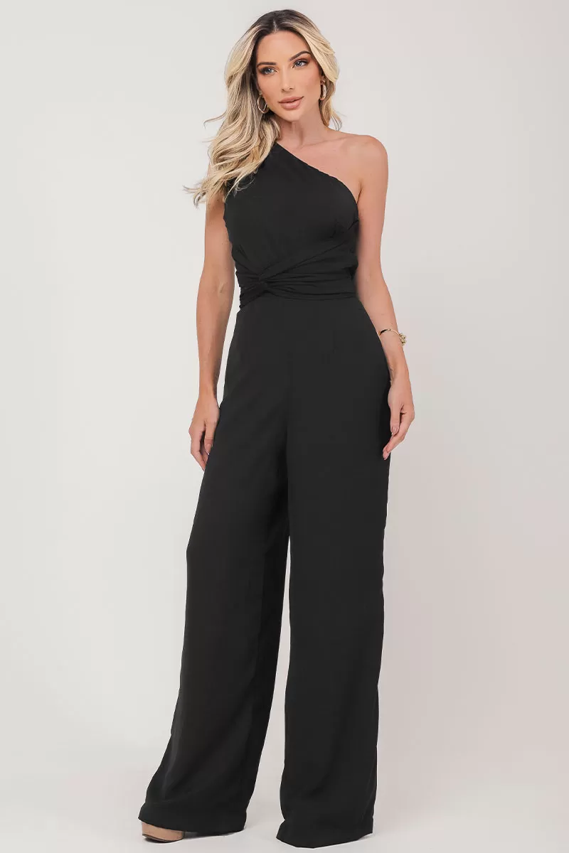 Miss Misses - Miss Misses Long One Shoulder Jumpsuit Black - 54338PRETO Miss Misses - Miss Misses Long One Shoulder Jumpsuit Black - 54338PRETO