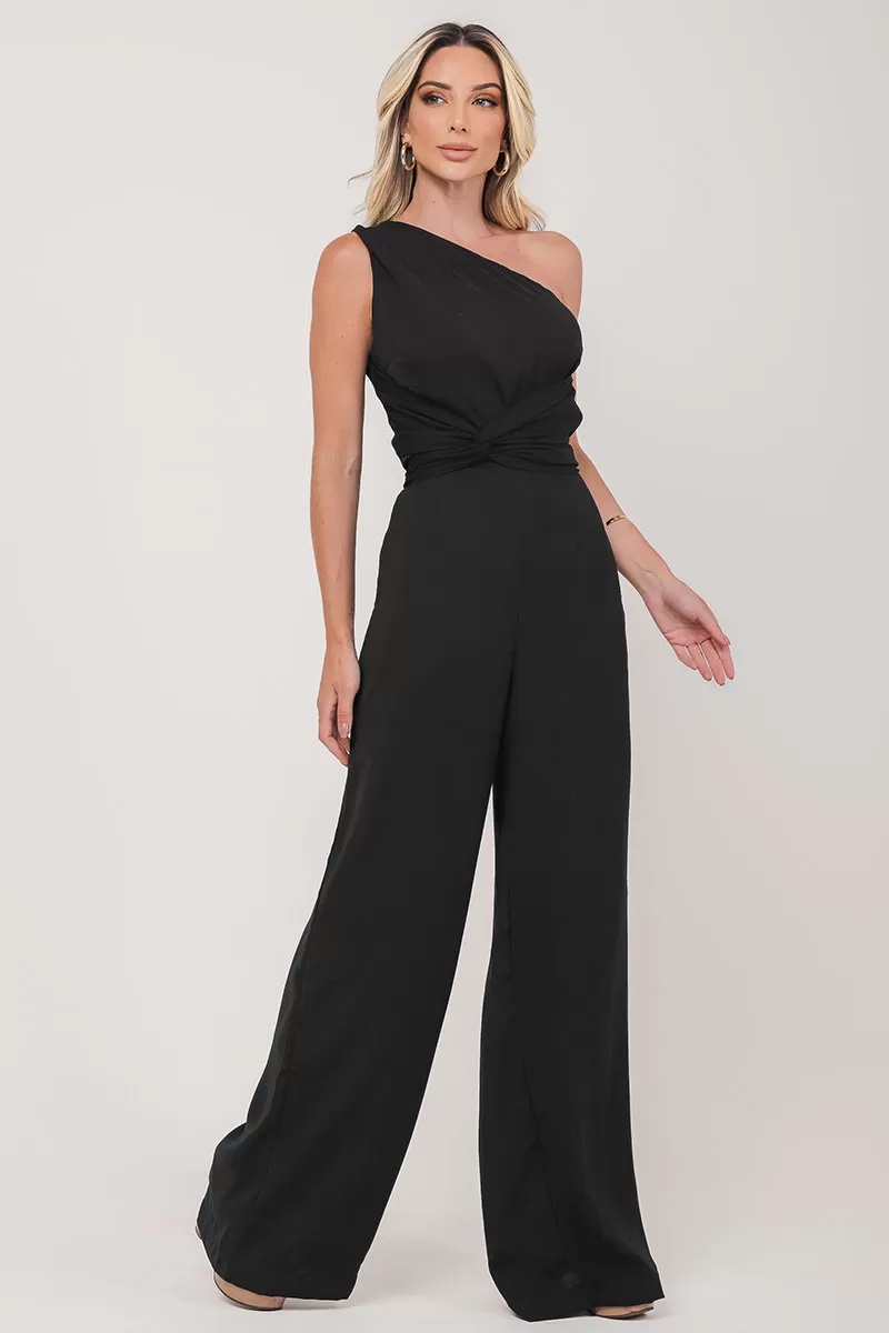 Miss Misses - Miss Misses Long One Shoulder Jumpsuit Black - 54338PRETO Miss Misses - Miss Misses Long One Shoulder Jumpsuit Black - 54338PRETO