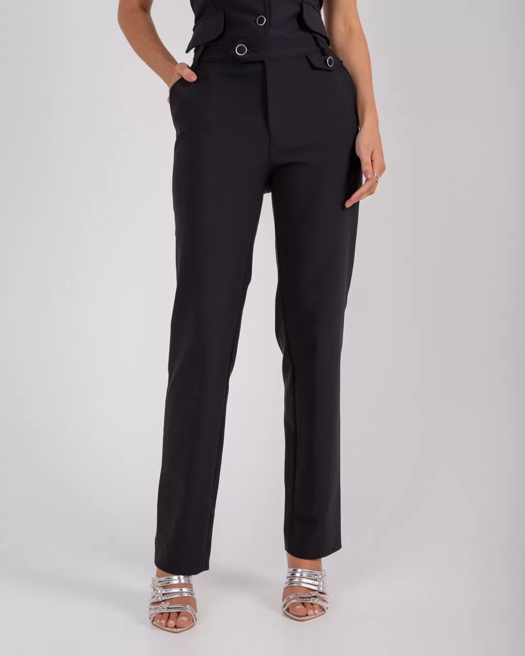 Miss Misses - Pants Miss Misses Detail Lapel Front Black - 54061PRETO Miss Misses - Pants Miss Misses Detail Lapel Front Black - 54061PRETO