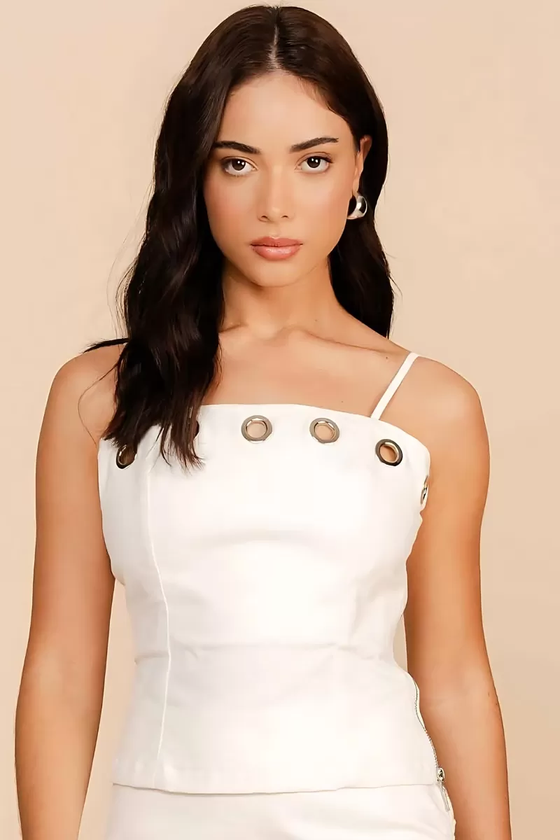 Labellamafia - Shirt With Eyelets Off White Labellamafia - 33843