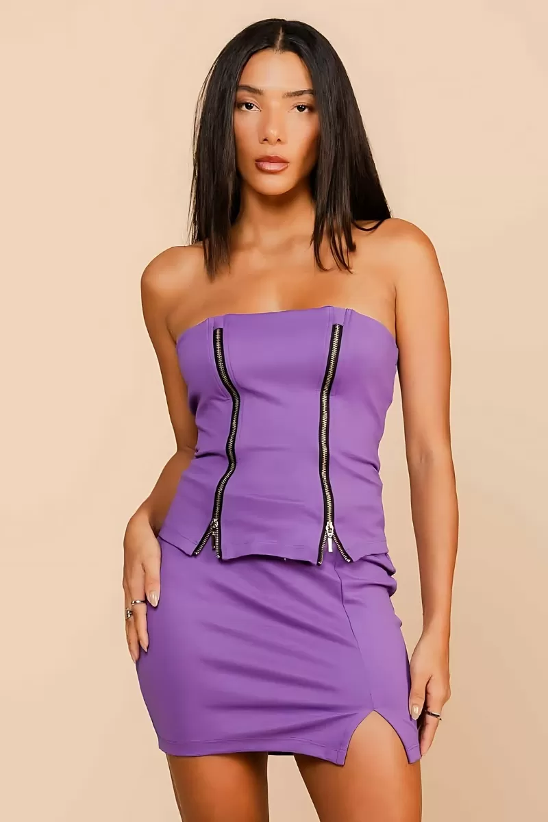 Labellamafia - Purple Strapless Shirt abellamafia - 33484