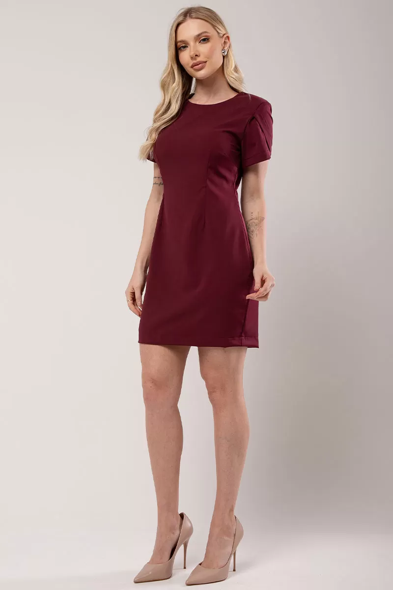 Miss Misses - Dress Miss Misses Tubinho With Burgundy Shoulder - 54351BORDO Miss Misses - Dress Miss Misses Tubinho With Burgundy Shoulder - 54351BORDO