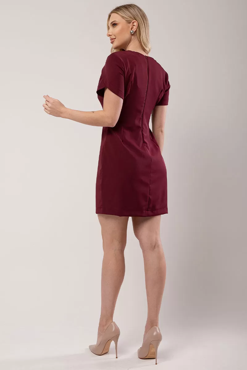 Miss Misses - Dress Miss Misses Tubinho With Burgundy Shoulder - 54351BORDO Miss Misses - Dress Miss Misses Tubinho With Burgundy Shoulder - 54351BORDO