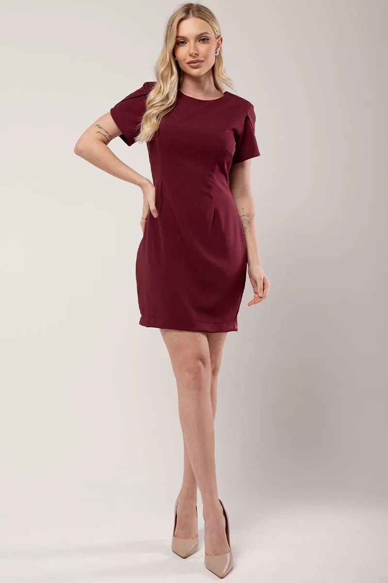 Miss Misses - Dress Miss Misses Tubinho With Burgundy Shoulder - 54351BORDO Miss Misses - Dress Miss Misses Tubinho With Burgundy Shoulder - 54351BORDO