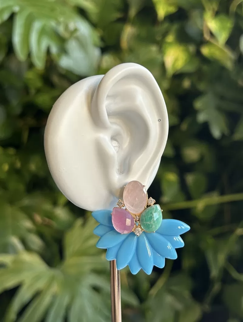 Mikabe - Turquoise Resin Party Earring with Natural Stones - MK1790 Mikabe - Turquoise Resin Party Earring with Natural Stones - MK1790