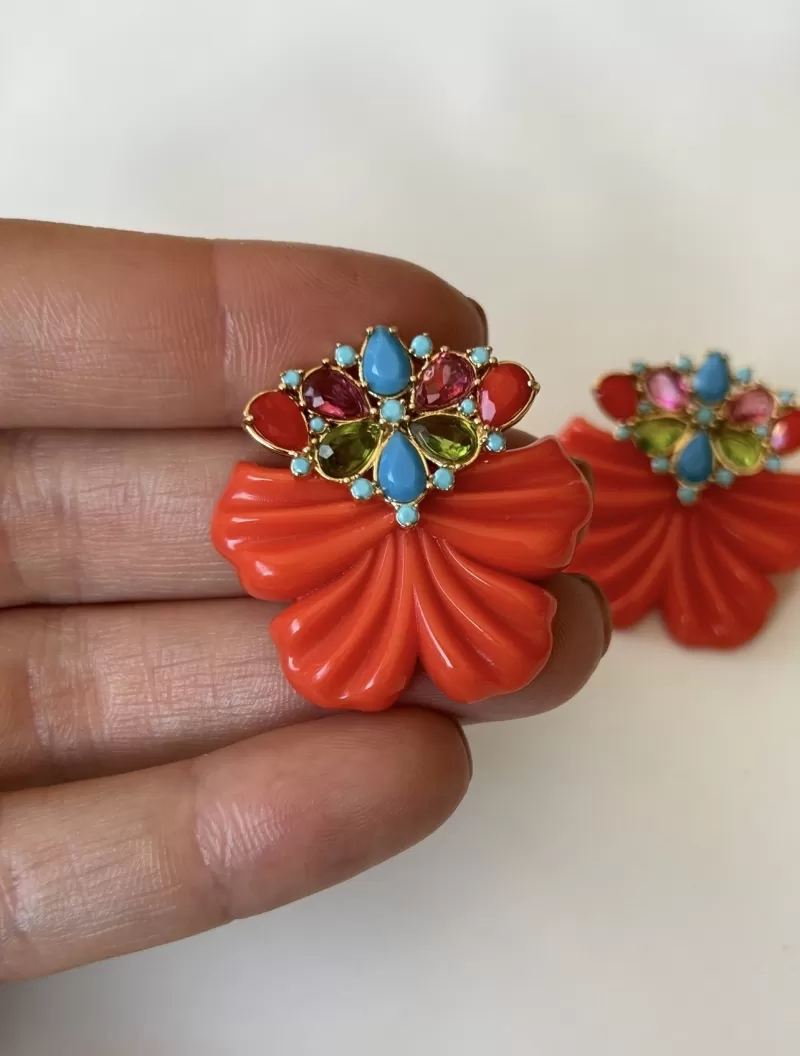 Mikabe - Orange Resin Party Earring - MK1792