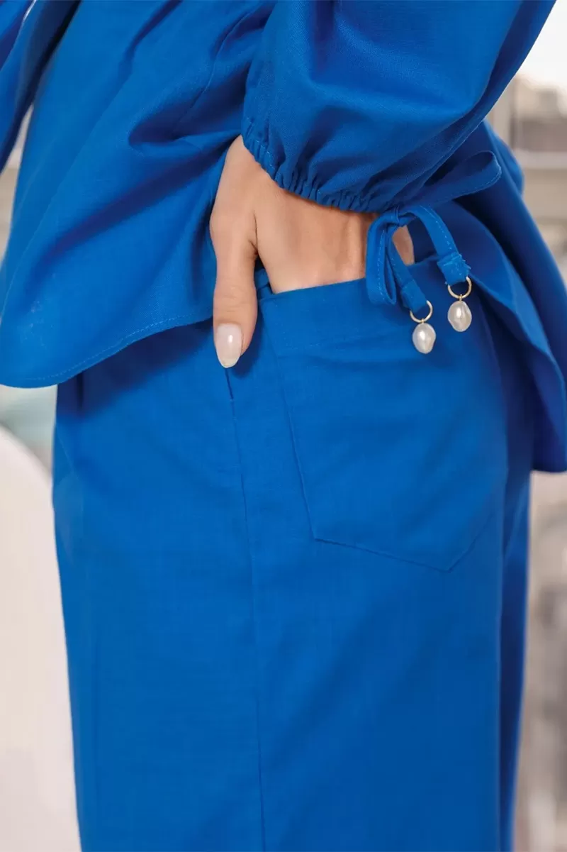 Dot Clothing - Pants Dot Clothing Linen Blue Pantalona - 2443AZUL Dot Clothing - Pants Dot Clothing Linen Blue Pantalona - 2443AZUL