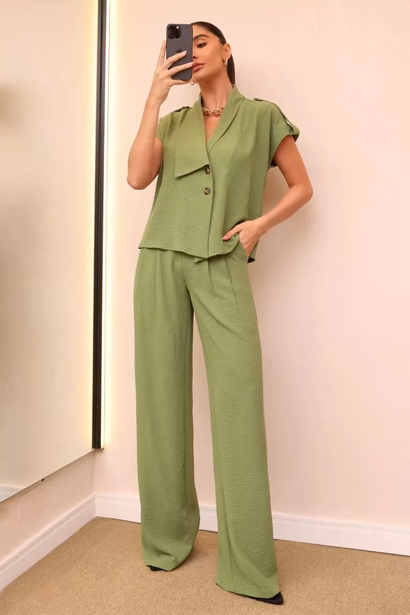 Dot Clothing - Set Dot Clothing Shirt Green Stripe Detail - 2445VERDE Dot Clothing - Set Dot Clothing Shirt Green Stripe Detail - 2445VERDE