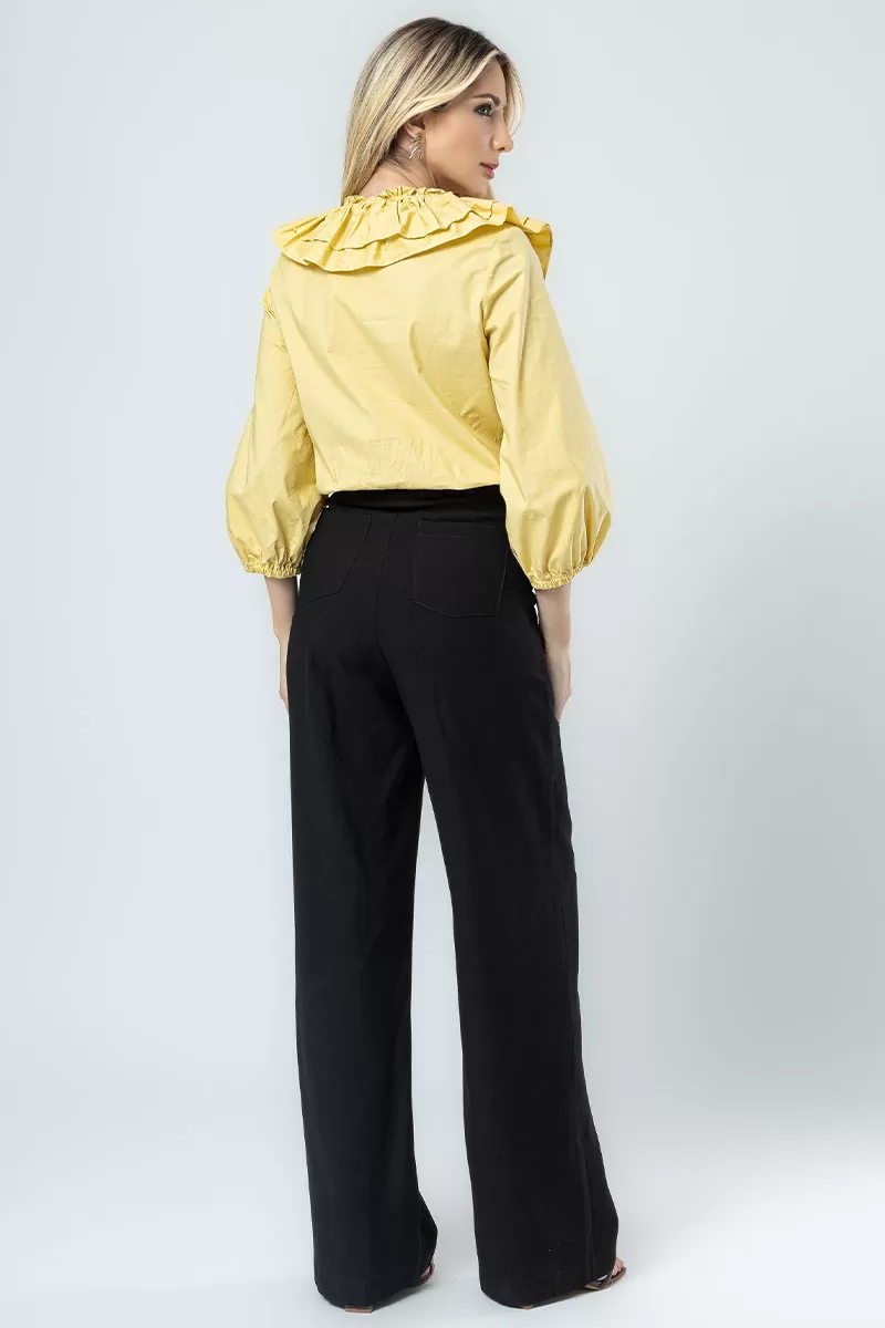 Miss Misses - Valentina Long Sleeve Shirt with Yellow Frill - 54356003 Miss Misses - Valentina Long Sleeve Shirt with Yellow Frill - 54356003