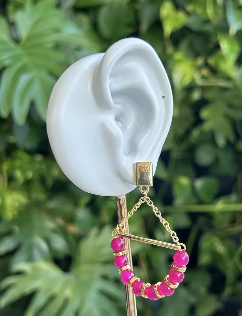 Mikabe - Fuchsia Pendulum Earring - MK1802