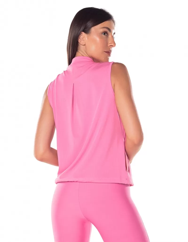 Vestem - Candy Pink Daisy Pocket Vest - COL11.V25.C0504 Vestem - Candy Pink Daisy Pocket Vest - COL11.V25.C0504