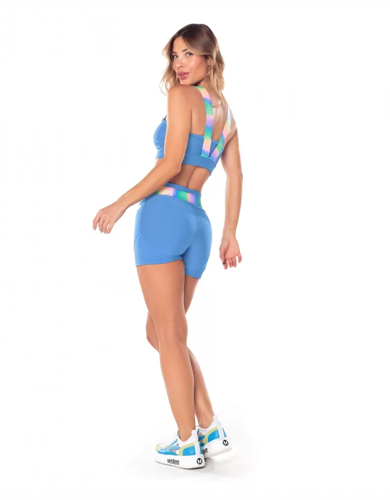 Vestem - Daisy Shorts with Elastic Waistband in Blue Enseada - SH601.V25.C0301 Vestem - Daisy Shorts with Elastic Waistband in Blue Enseada - SH601.V25.C0301