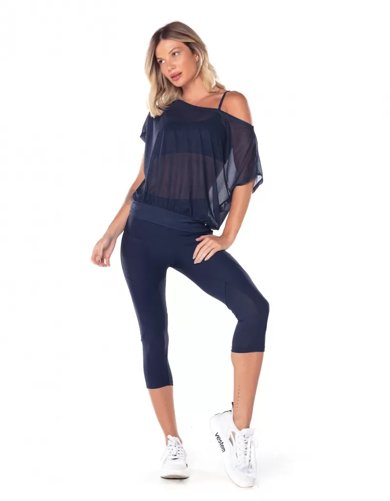 Vestem - Luna Marinho Dark Off Shoulder Short Sleeve Shirt - BMC751.V25.C0173