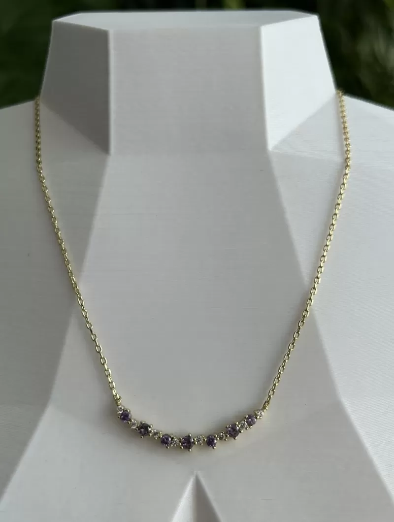 Mikabe - Necklace Delicate Zirconia Amethyst Color - MK1816 Mikabe - Necklace Delicate Zirconia Amethyst Color - MK1816