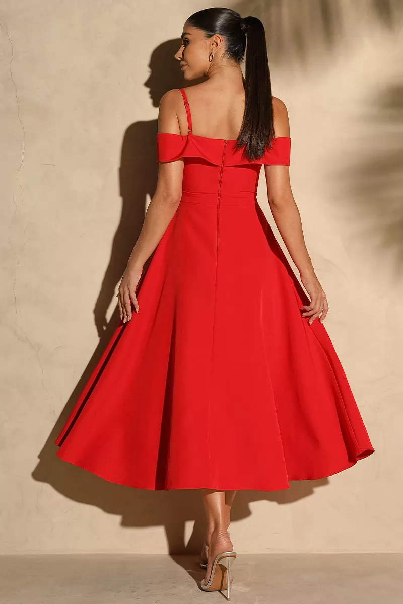 Miss Misses - Flavia Shoulder to Shoulder Dress with Red Strap - 54294024 Miss Misses - Flavia Shoulder to Shoulder Dress with Red Strap - 54294024