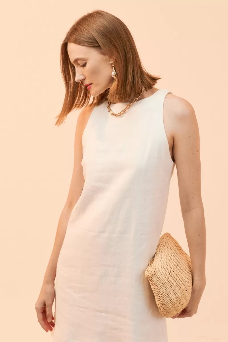Hidrogênio - OFF-WHITE LINEN TANK TOP DRESS WITH BOW ON THE BACK - 20081018 Hidrogênio - OFF-WHITE LINEN TANK TOP DRESS WITH BOW ON THE BACK - 20081018