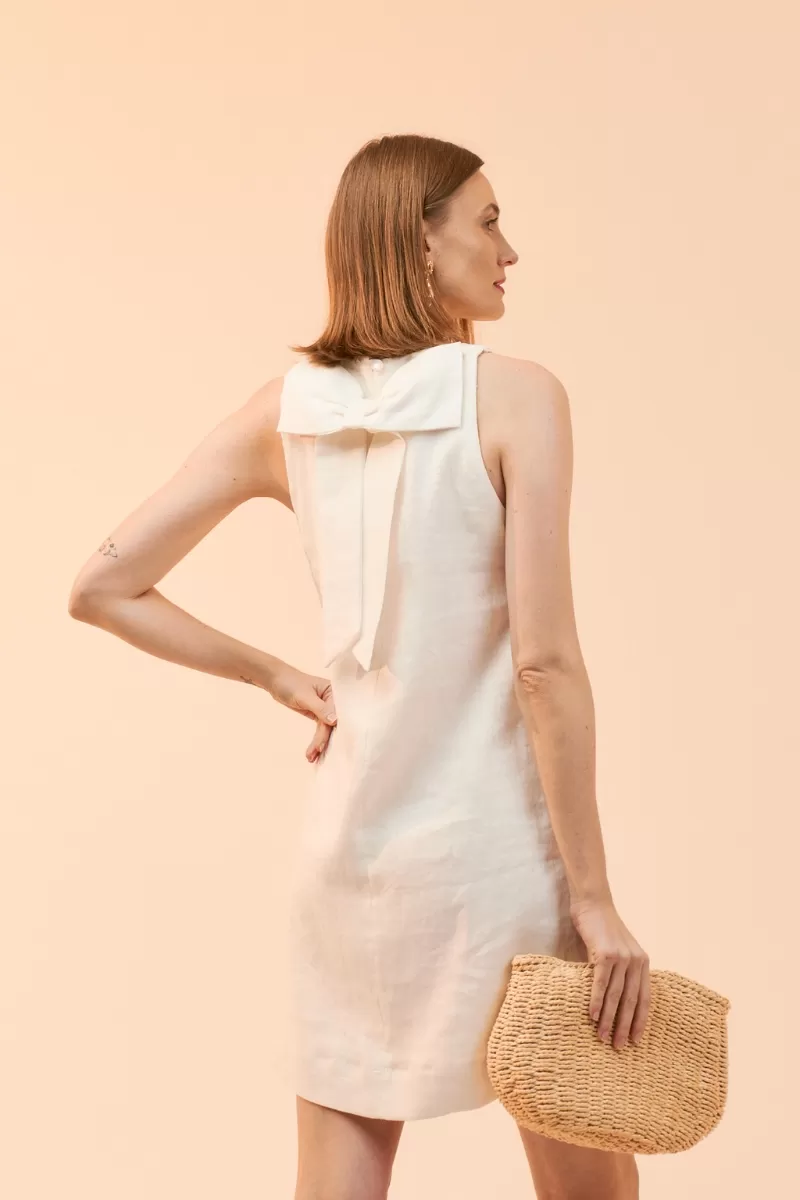 Hidrogênio - OFF-WHITE LINEN TANK TOP DRESS WITH BOW ON THE BACK - 20081018 Hidrogênio - OFF-WHITE LINEN TANK TOP DRESS WITH BOW ON THE BACK - 20081018