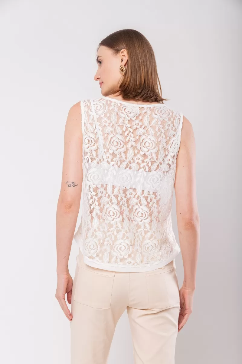 Hidrogênio - OFF WHITE LACE U-NECK TANK TOP - 20090018 Hidrogênio - OFF WHITE LACE U-NECK TANK TOP - 20090018