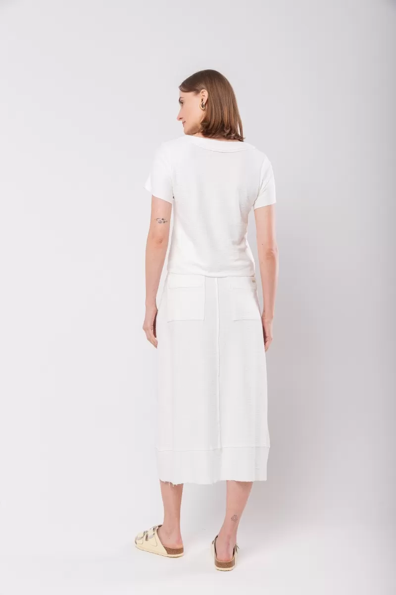 Hidrogênio - OFF WHITE COS MIDI SKIRT WITH ELASTIC BAND AND THREAD POCKETS - 20130018