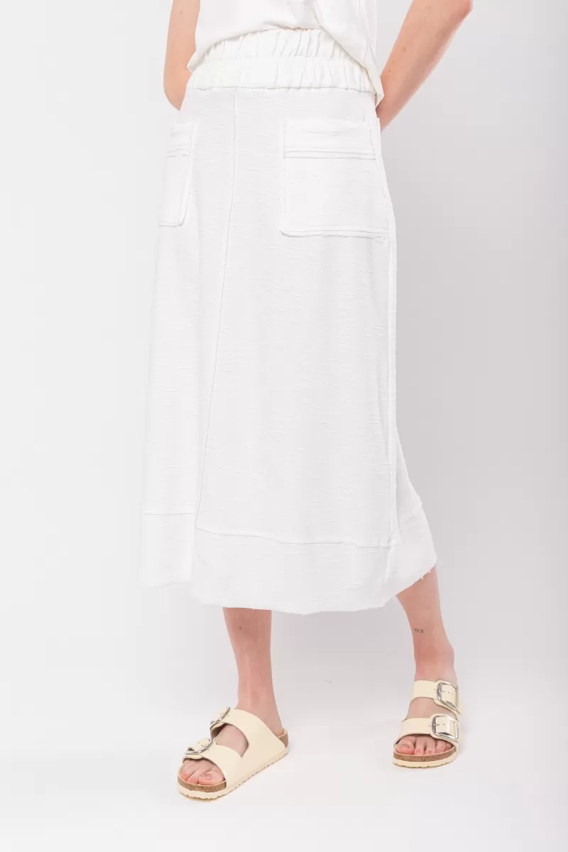 Hidrogênio - OFF WHITE COS MIDI SKIRT WITH ELASTIC BAND AND THREAD POCKETS - 20130018
