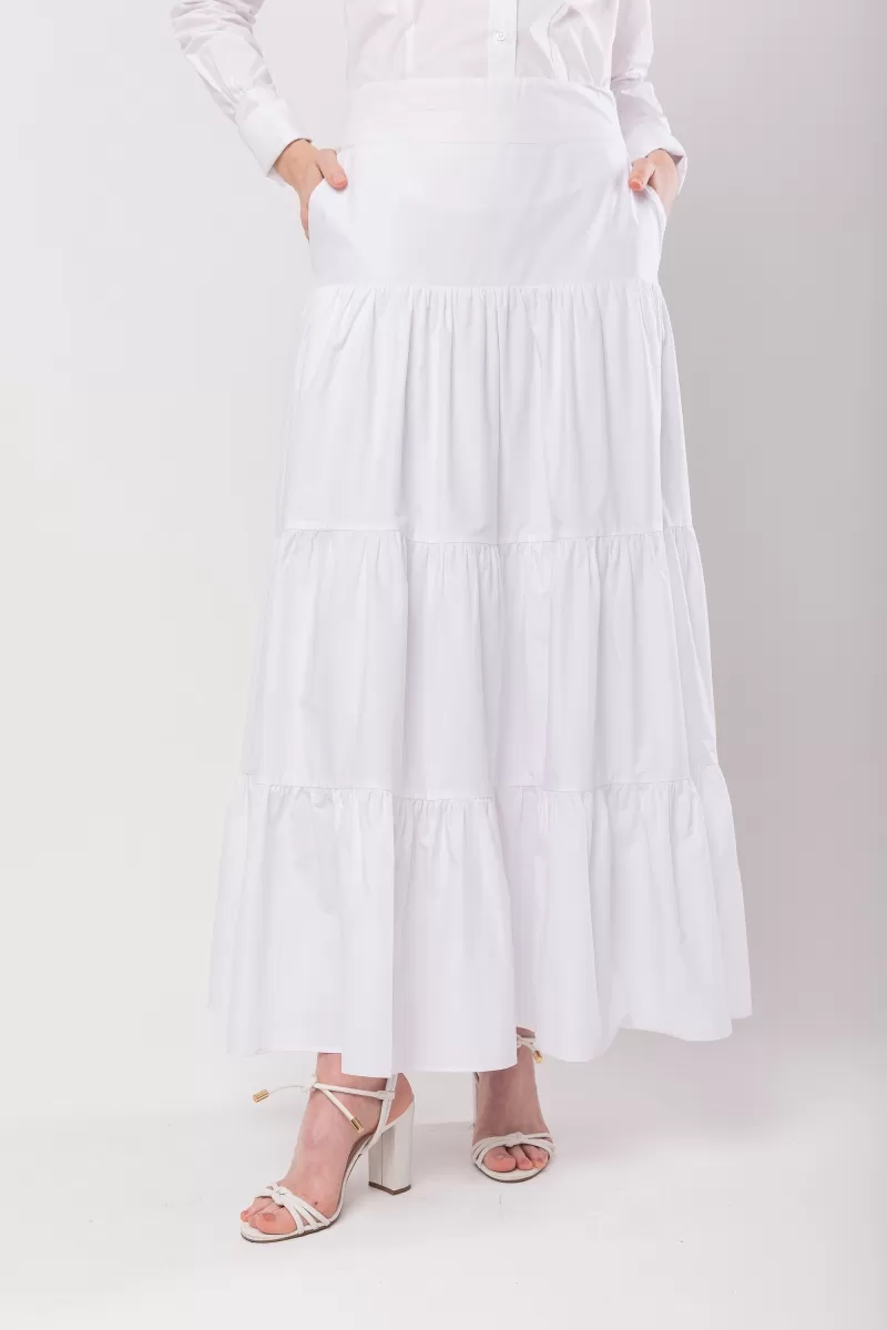Hidrogênio - LONG 3 MARIAS SKIRT WITH POCKETS IN WHITE TRICOLINE - 20065002 Hidrogênio - LONG 3 MARIAS SKIRT WITH POCKETS IN WHITE TRICOLINE - 20065002