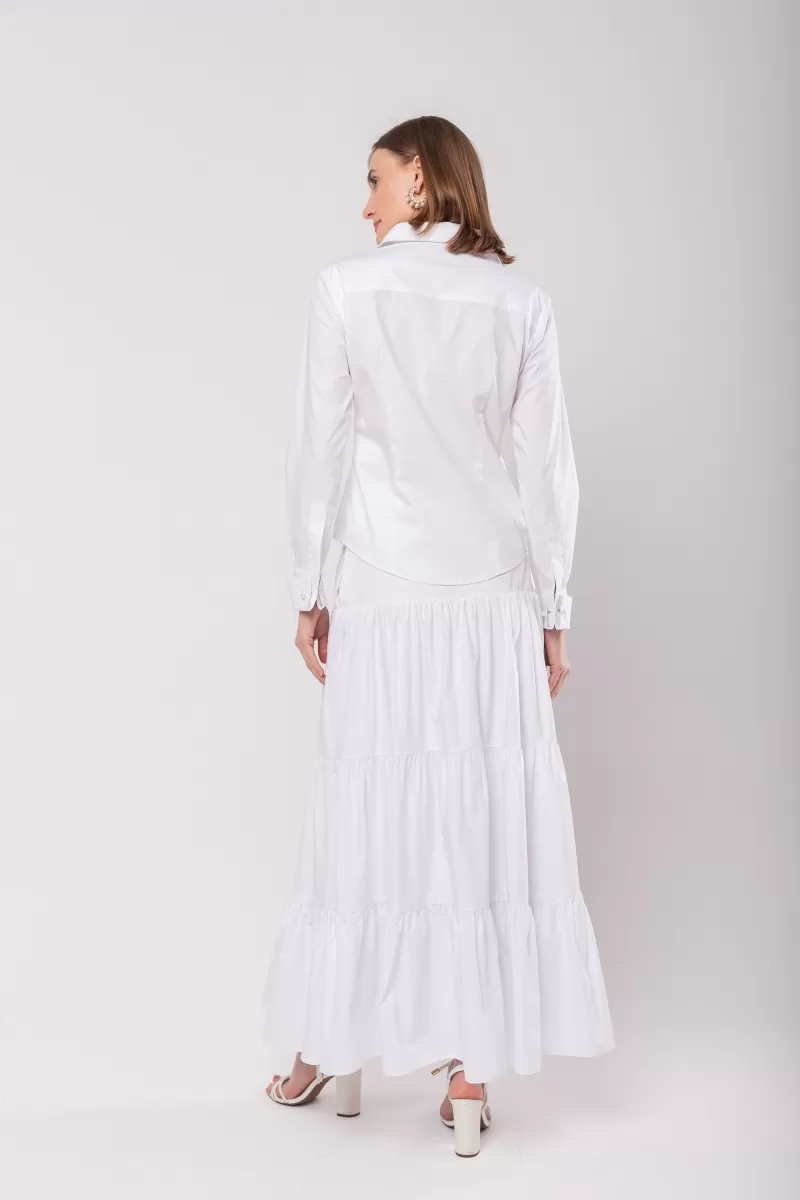 Hidrogênio - LONG 3 MARIAS SKIRT WITH POCKETS IN WHITE TRICOLINE - 20065002 Hidrogênio - LONG 3 MARIAS SKIRT WITH POCKETS IN WHITE TRICOLINE - 20065002