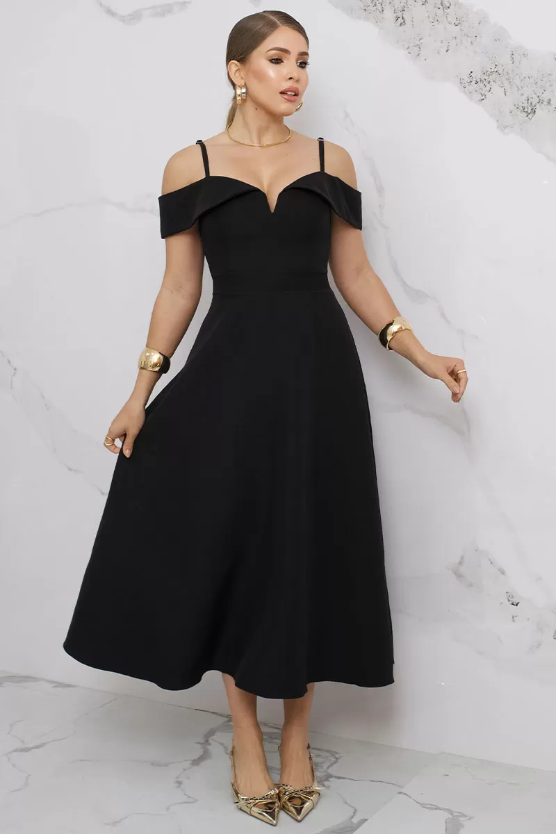 Miss Misses - Flavia Shoulder to Shoulder Dress with Black Strap - 54294001 Miss Misses - Flavia Shoulder to Shoulder Dress with Black Strap - 54294001