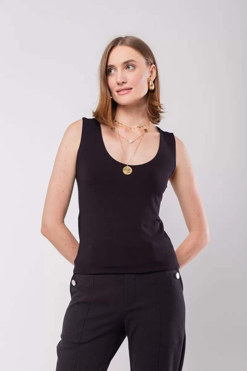 Hidrogênio - BLACK WIDE STRAP DOUBLE FRONT TANK TOP - 20062001 Hidrogênio - BLACK WIDE STRAP DOUBLE FRONT TANK TOP - 20062001