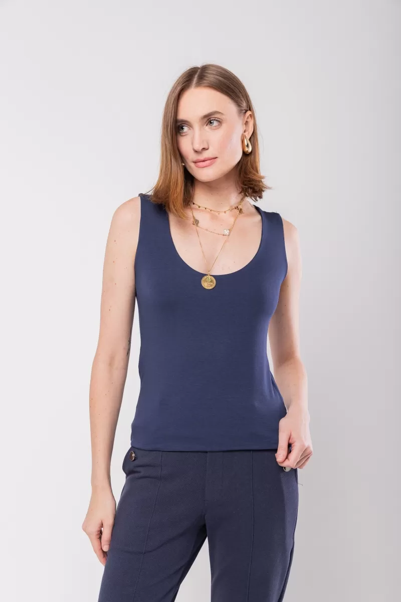 Hidrogênio - DOUBLE FRONT WIDE STRAP TANK TOP NAVY - 20062004 Hidrogênio - DOUBLE FRONT WIDE STRAP TANK TOP NAVY - 20062004
