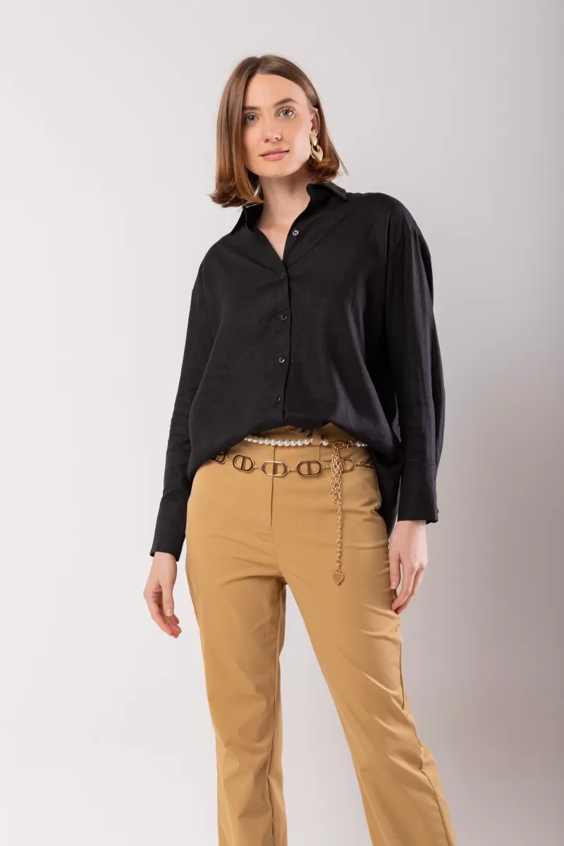Hidrogênio - BLACK LINEN BLEND OVERSIZED SHIRT - 20040001 Hidrogênio - BLACK LINEN BLEND OVERSIZED SHIRT - 20040001