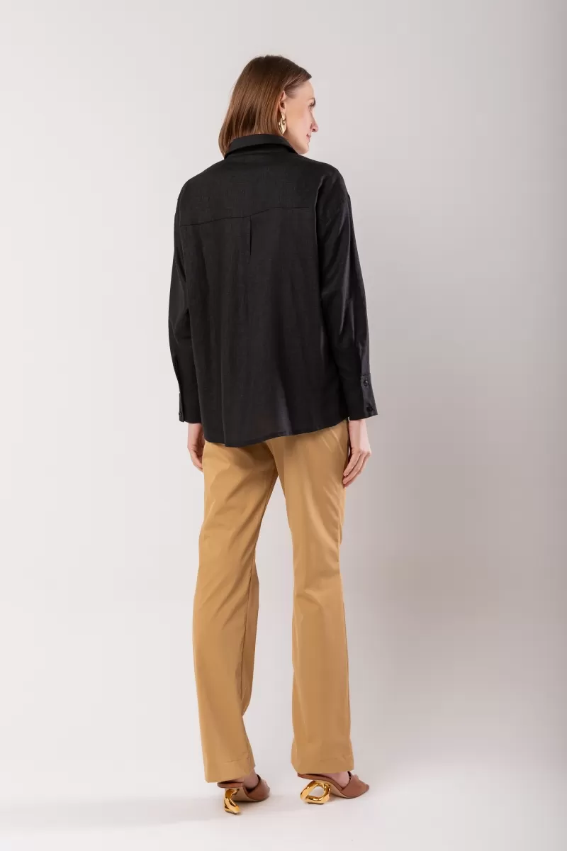 Hidrogênio - BLACK LINEN BLEND OVERSIZED SHIRT - 20040001 Hidrogênio - BLACK LINEN BLEND OVERSIZED SHIRT - 20040001