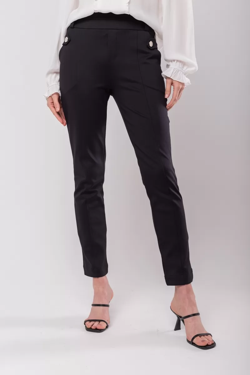 Hidrogênio - TERESA BLACK FISHERMAN PANTS WITH MARTINGALES AND POCKETS - 20124001 Hidrogênio - TERESA BLACK FISHERMAN PANTS WITH MARTINGALES AND POCKETS - 20124001