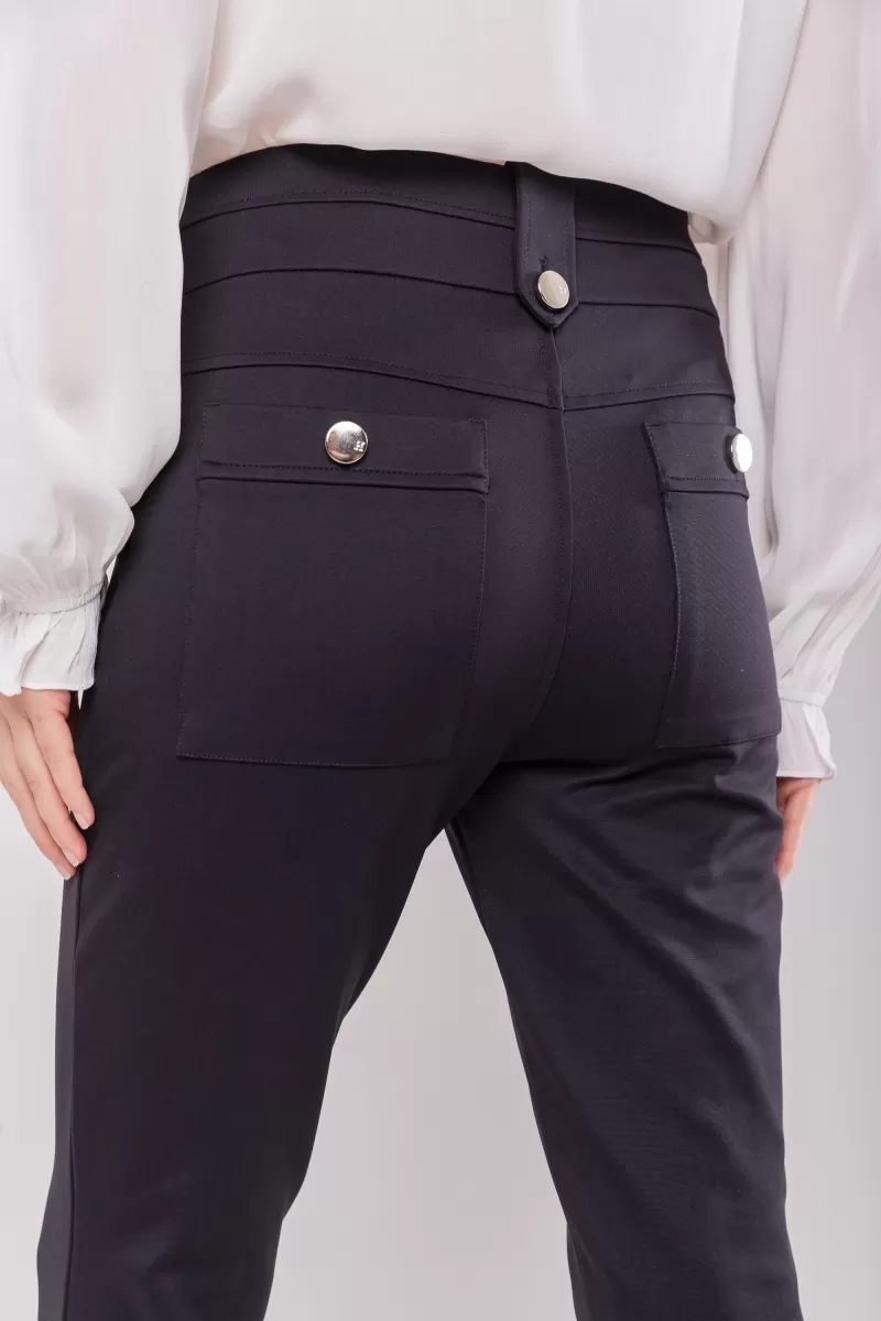 Hidrogênio - TERESA BLACK FISHERMAN PANTS WITH MARTINGALES AND POCKETS - 20124001 Hidrogênio - TERESA BLACK FISHERMAN PANTS WITH MARTINGALES AND POCKETS - 20124001