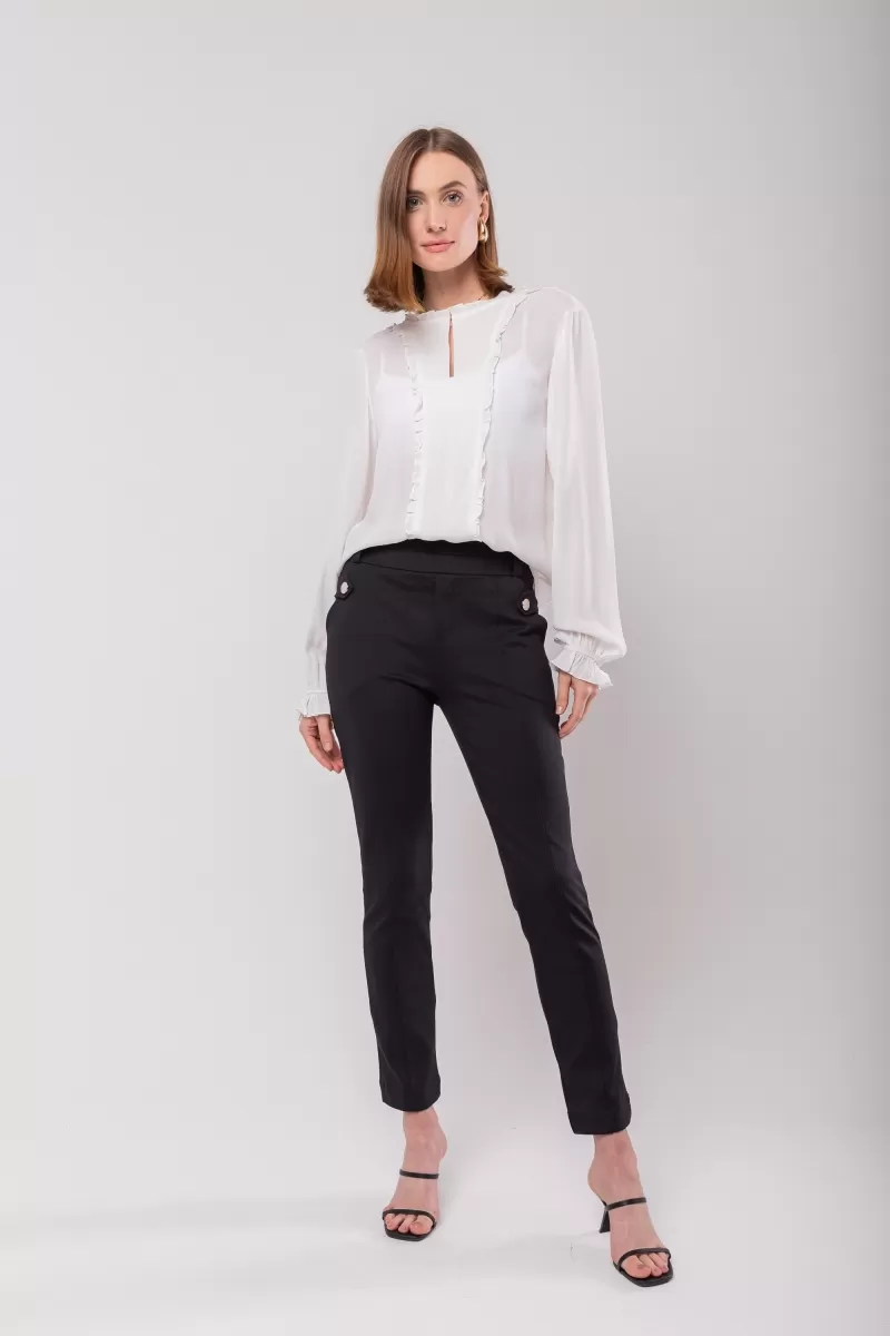 Hidrogênio - TERESA BLACK FISHERMAN PANTS WITH MARTINGALES AND POCKETS - 20124001 Hidrogênio - TERESA BLACK FISHERMAN PANTS WITH MARTINGALES AND POCKETS - 20124001