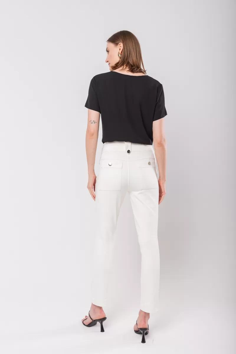 Hidrogênio - TERESA OFF WHITE FISHERMAN PANTS WITH MARTINGALES AND POCKETS - 20124018 Hidrogênio - TERESA OFF WHITE FISHERMAN PANTS WITH MARTINGALES AND POCKETS - 20124018