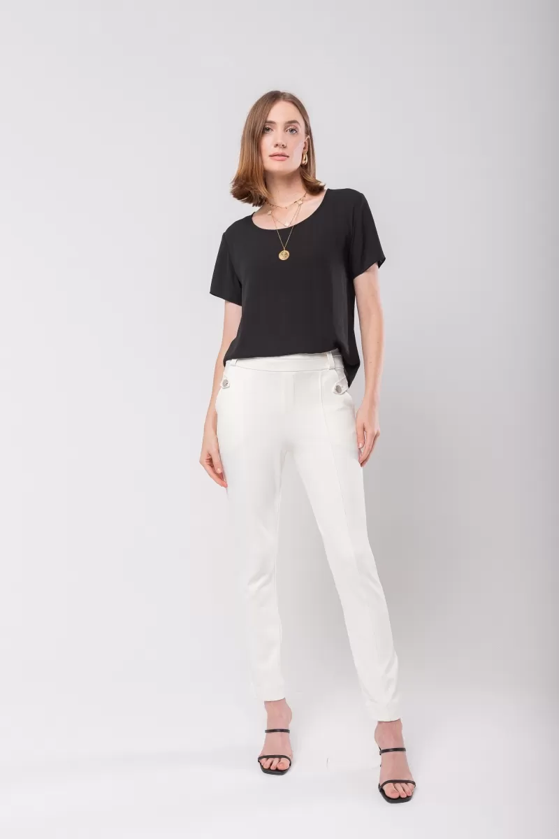 Hidrogênio - TERESA OFF WHITE FISHERMAN PANTS WITH MARTINGALES AND POCKETS - 20124018 Hidrogênio - TERESA OFF WHITE FISHERMAN PANTS WITH MARTINGALES AND POCKETS - 20124018