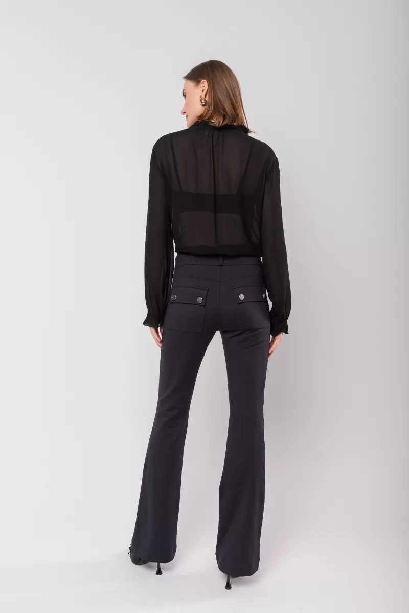 Hidrogênio - STRAIGHT PANTS WITH KNIFE POCKET AND LAPELS MARTINA BLACK - 20116001 Hidrogênio - STRAIGHT PANTS WITH KNIFE POCKET AND LAPELS MARTINA BLACK - 20116001