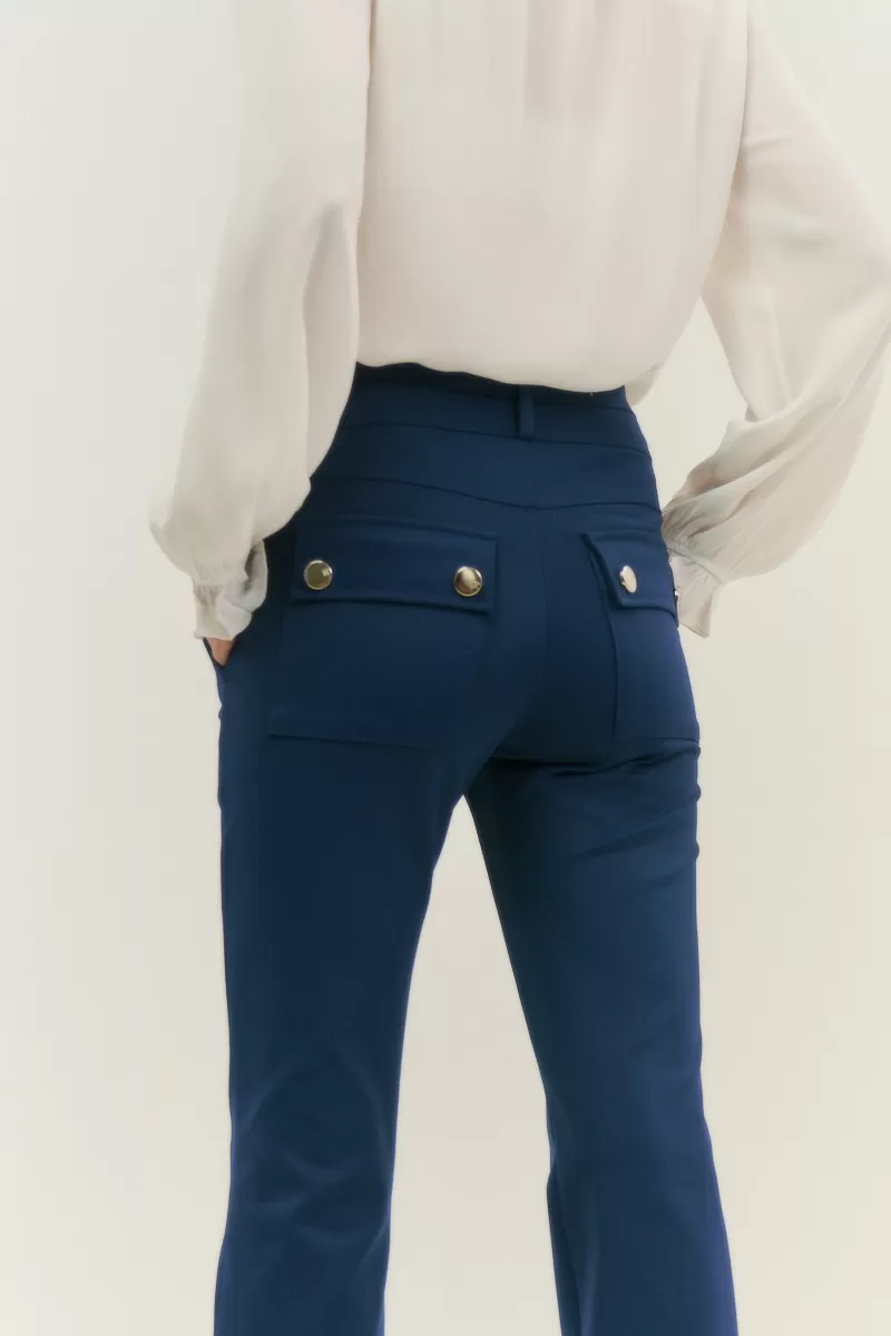 Hidrogênio - STRAIGHT PANTS WITH KNIFE POCKET AND LAPELS MARTINA NAVY - 20116004 Hidrogênio - STRAIGHT PANTS WITH KNIFE POCKET AND LAPELS MARTINA NAVY - 20116004